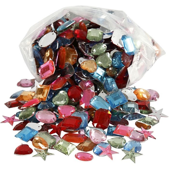 Rhinestones, size 10-17 mm, assorted colours, 210 g/ 1 pack