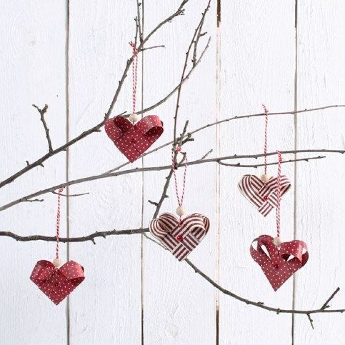 Woven Hearts made from Weaving Paper Strips