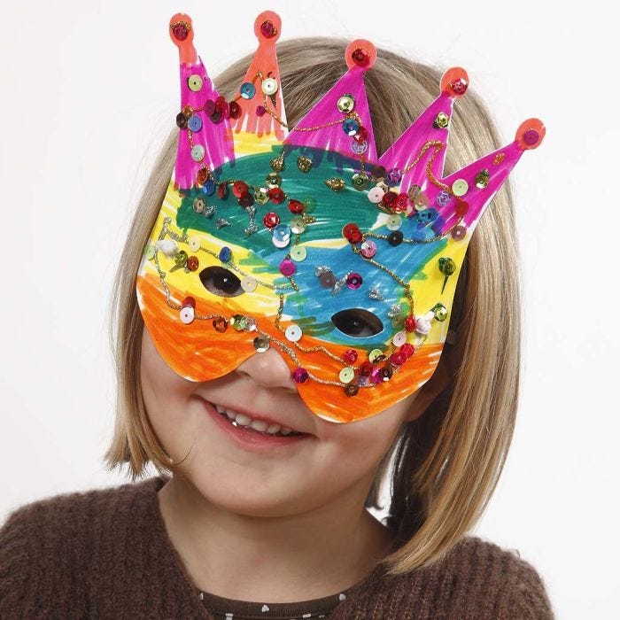 Card Masks decorated with Marker Pens and Sequins