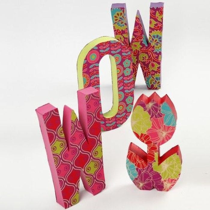 Papier-Mâché letters with Handmade Paper