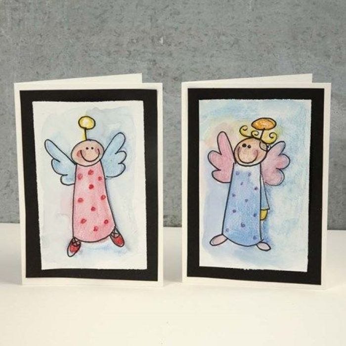 A Christmas Card with an Angel in Watercolour