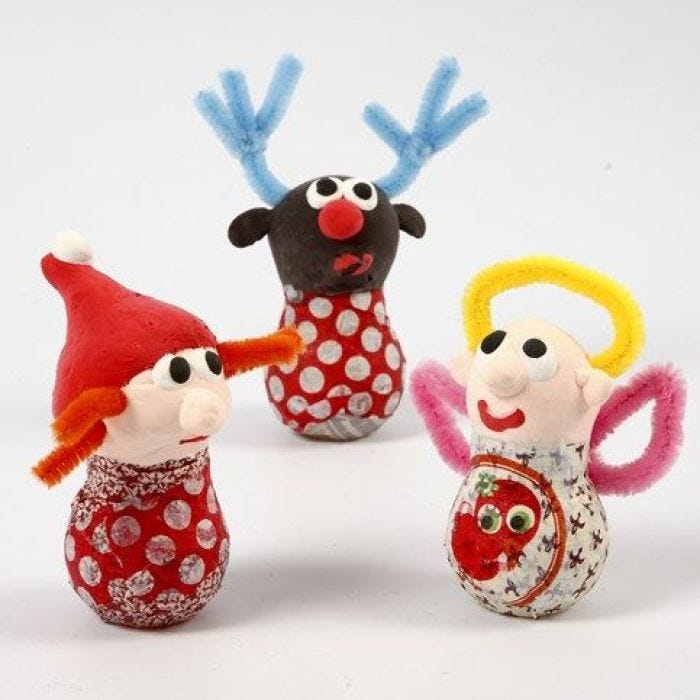 Christmas Figures from Glass Bulbs, Silk Clay and Pipe Cleaners