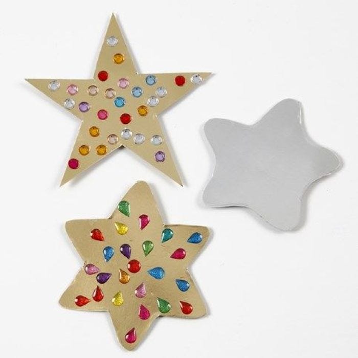 Gold & silver Metallic Foil Card Stars decorated with Rhinestones