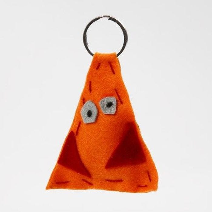 A Keyring Fob made from Felt with coarse Stitches