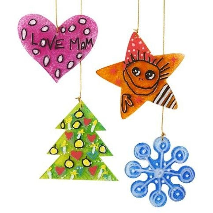 Painted and Marker-drawn acrylic Christmas hanging Decorations