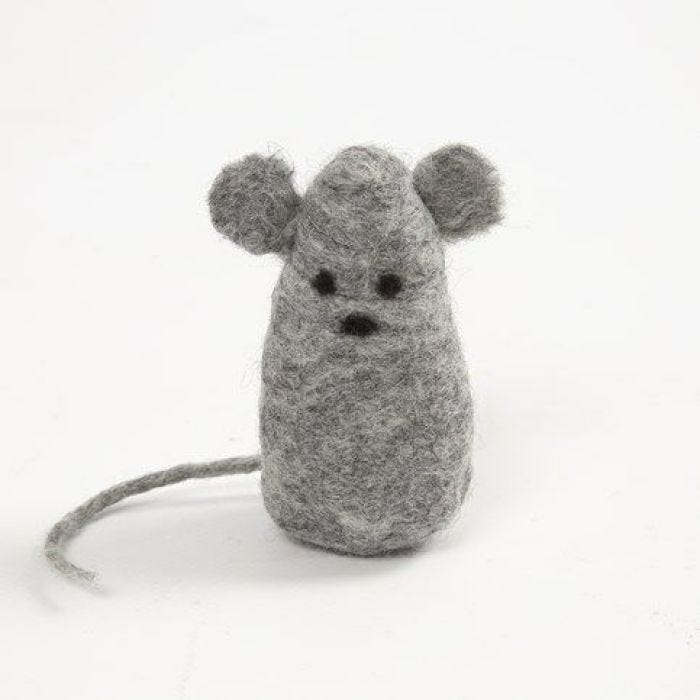 A Mouse made from wet felted Merino Wool