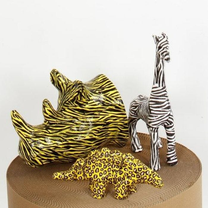 Papier-Mâché Animals with Decoupage