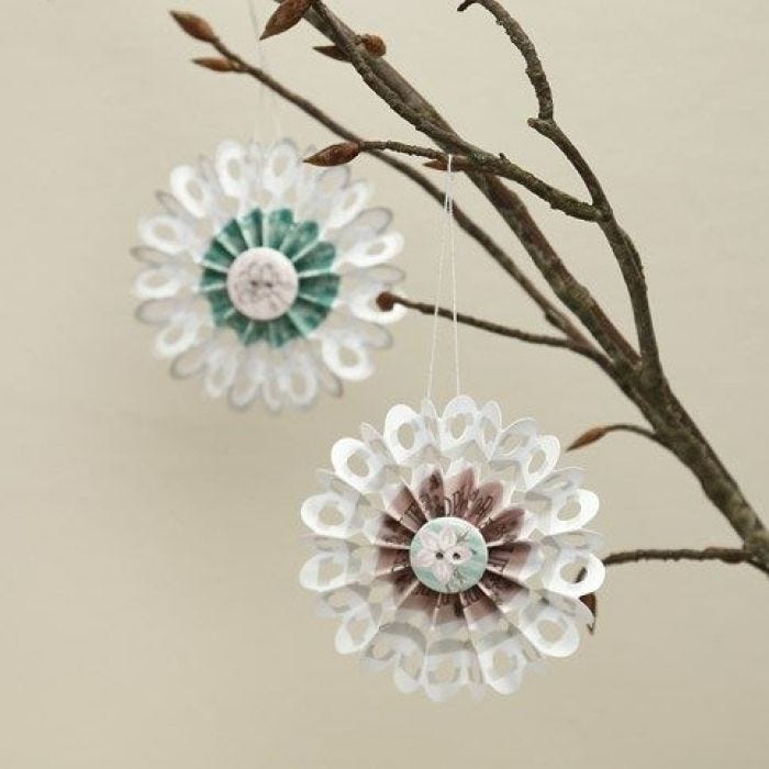 Paper Rosettes decorated with Masking Tape and a Button