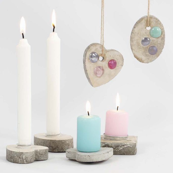 Candle Holders and hanging Decorations from cast Concrete