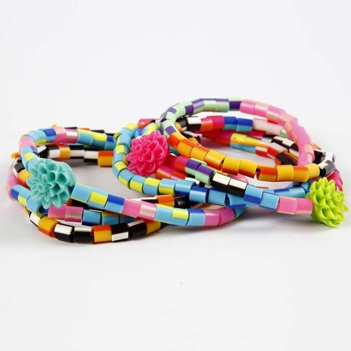 Bracelets from stripy Nabbi Beads and Flower Beads