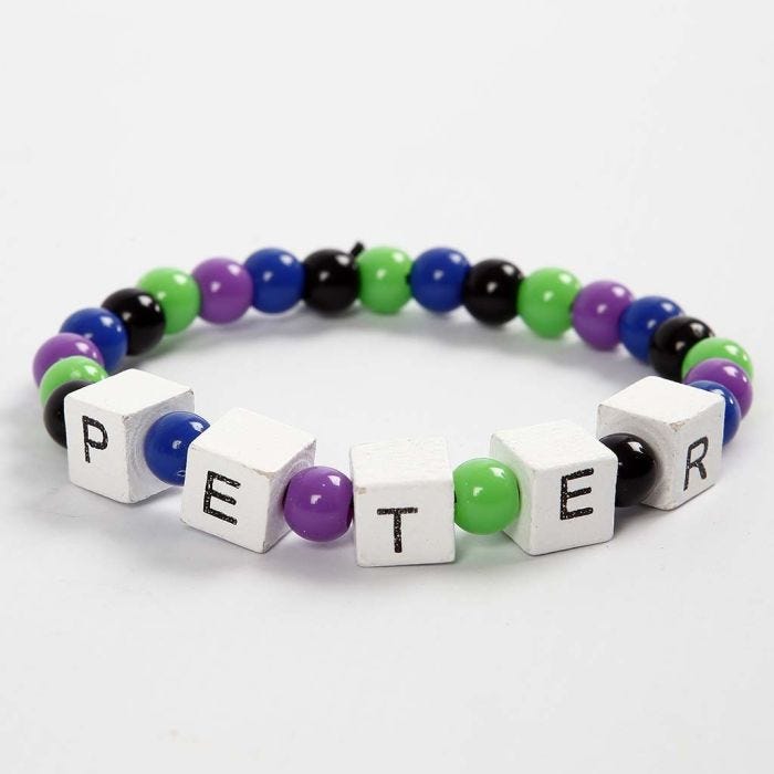 Elasticated Bracelet with Words composed with Letter Beads