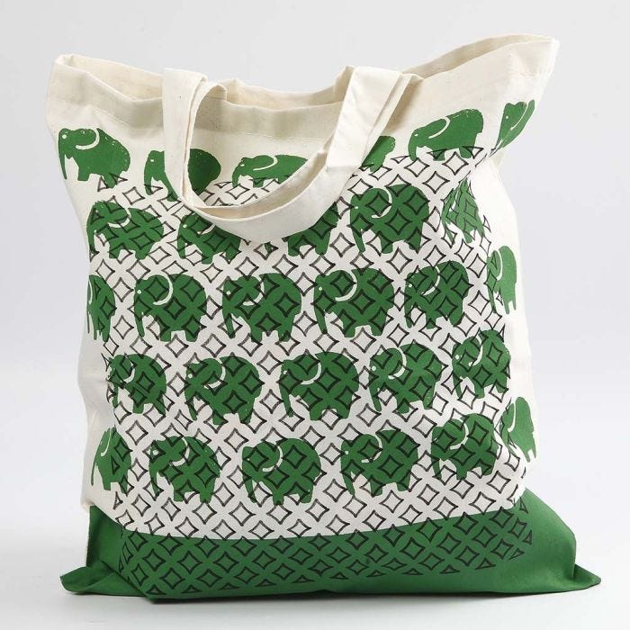 A Shopping Bag with Prints and Stencil Patterns 