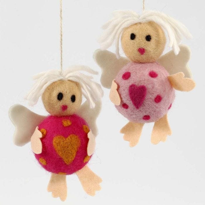 Cherubs made from Polystyrene Balls with Needle Felting