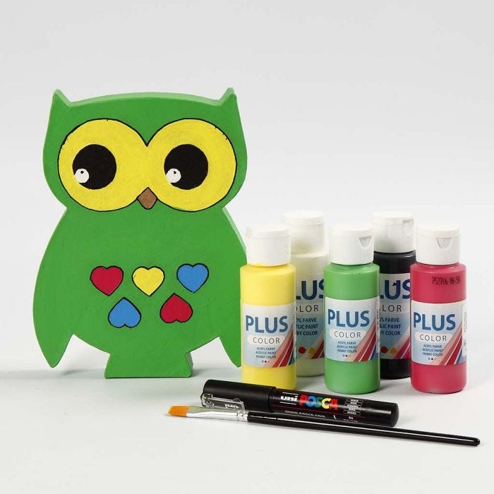 A free-standing Owl painted in different Colours