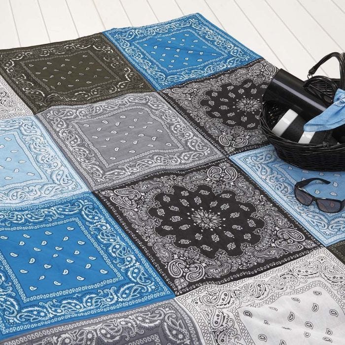 A quilted Blanket made from Bandanas