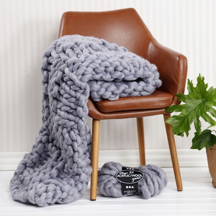 A hand-knitted blanket from XL chunky yarn