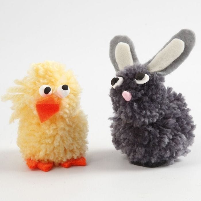 Pom-pom Animals from Yarn and Felt