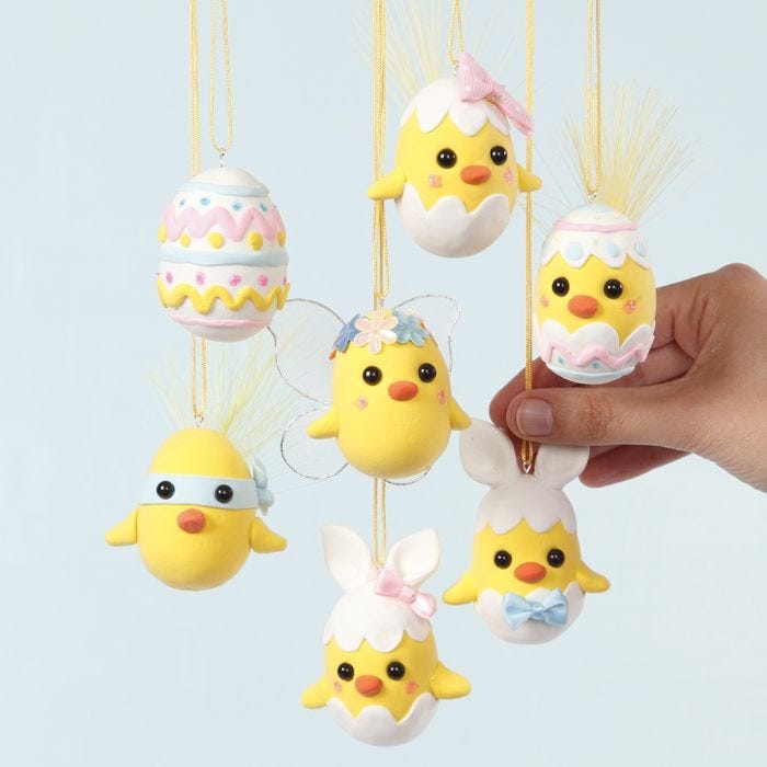 Easter Chicks made from Polystyrene Eggs and Silk Clay