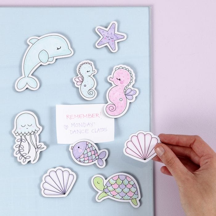 Sea Creature Magnets decorated with Markers