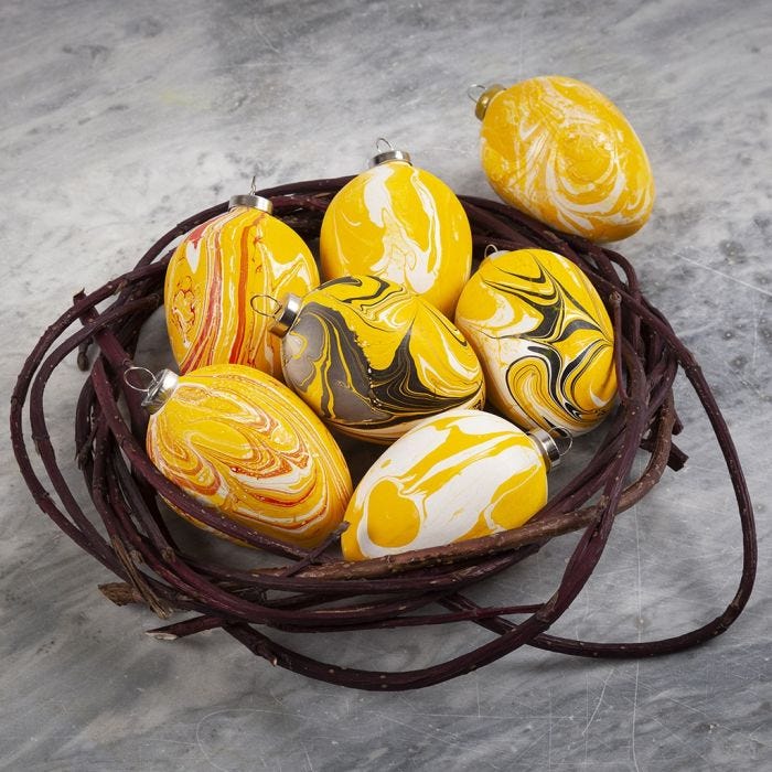 Terracotta Eggs decorated with Marble Paint