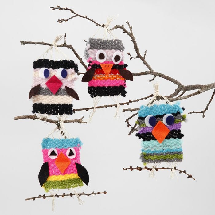 Woven Birds from Maxi Acrylic Yarn with Felt Details