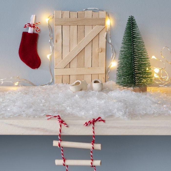 An Elf's Door from Ice Lolly Sticks with a Rope Ladder and a Christmas Stocking Letterbox