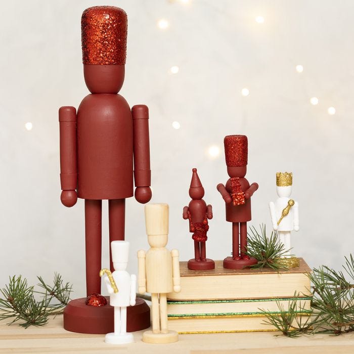 Wooden Nutcracker Figures decorated with Glitter