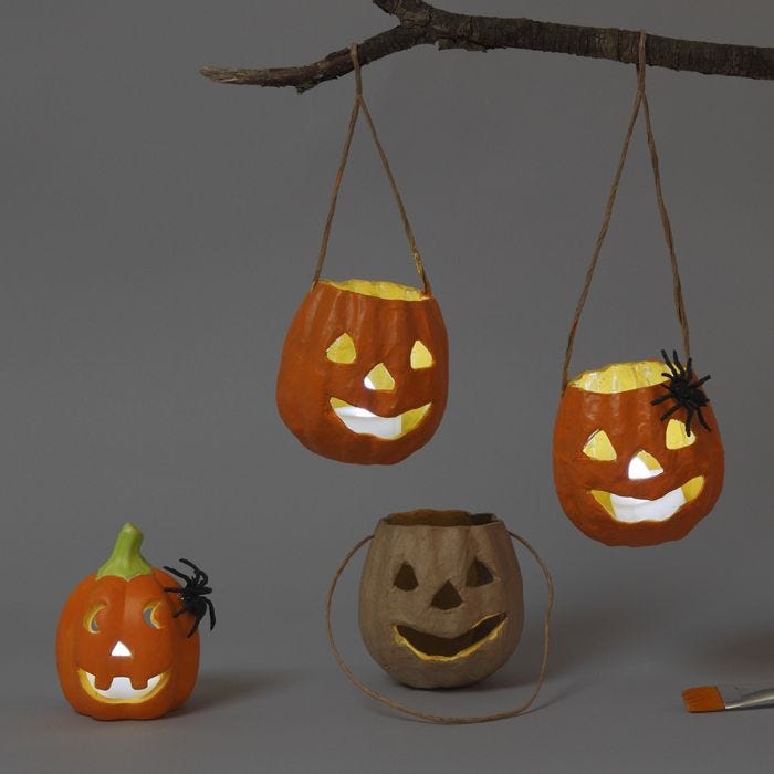 Papier-mâché and Terracotta Lanterns for Halloween