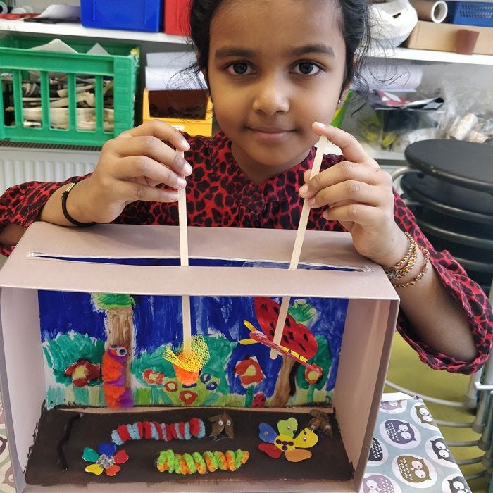 A puppet theatre with insects