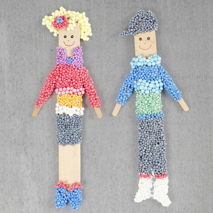 Figures made from ice lolly sticks and Foam Clay with a magnet