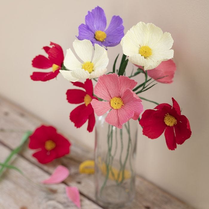 Cosmos crepe paper flowers