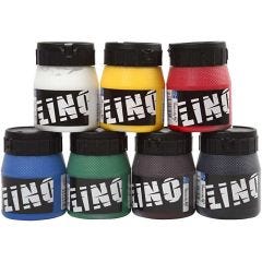 Block Printing Ink, assorted colours, 7x250 ml/ 1 pack