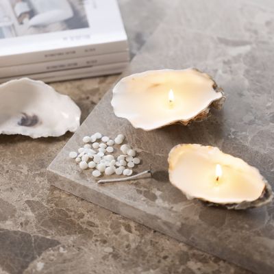 Soy candles cast in oyster shells
