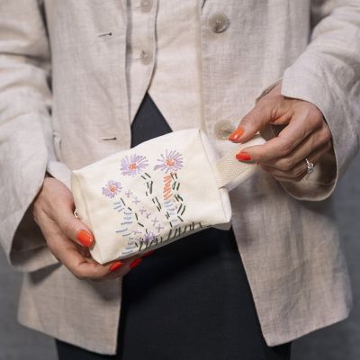 Make-up bag with embroidery