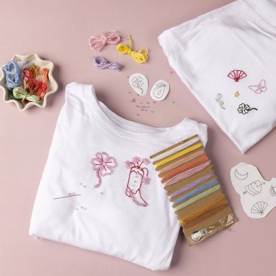 T-shirt decorated with embroidery and beads