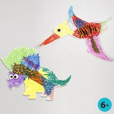 White Card Dinosaur & Pterodactyl