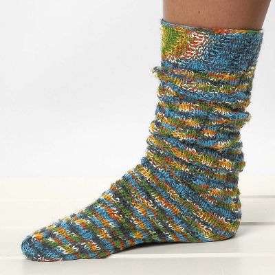 Knitted Socks with a Spiral Pattern