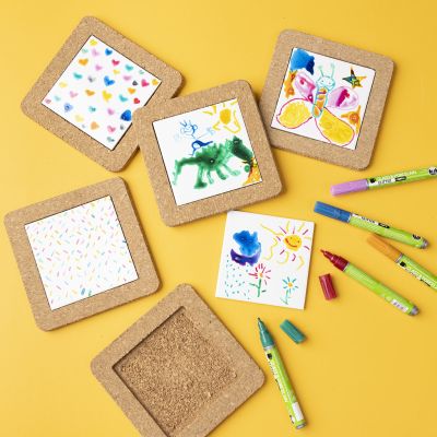 Coasters decorated with porcelain markers