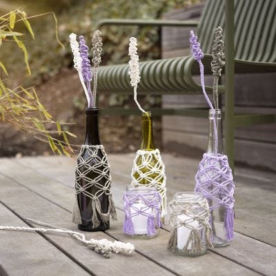 Macramé på glas og flasker
