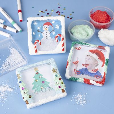 Christmas-themed shaker frames
