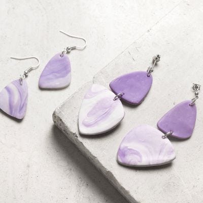Marbled jewellery clay earrings