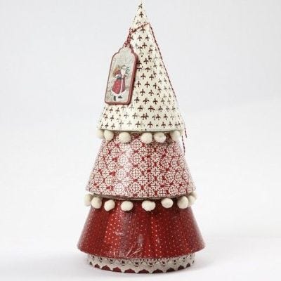 A Papier-Mâché Christmas Tree with Decoupage