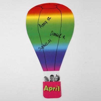 Hot Air Balloon from Rainbow Card with a Corrugated Board Basket
