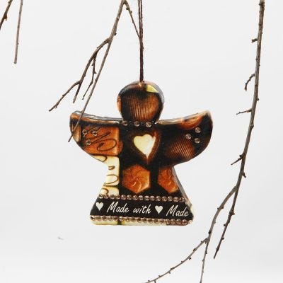 A Papier-Mâché Angel with Decoupage and Rhinestones