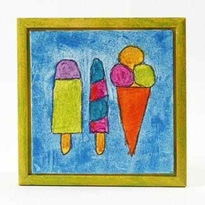 A marker-drawn Design with Glitter Paint on a framed Canvas Panel
