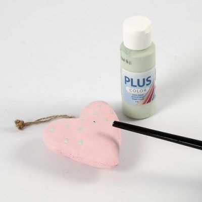 Fabric Shapes with painted Dots and a sewn-on Design Button