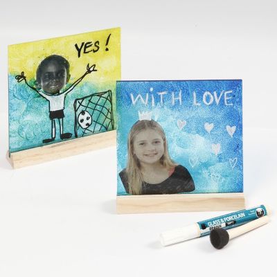 A Glass Plate on a Stand painted and decorated with Prints