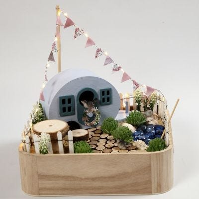 A miniature Camp Site in a Tray