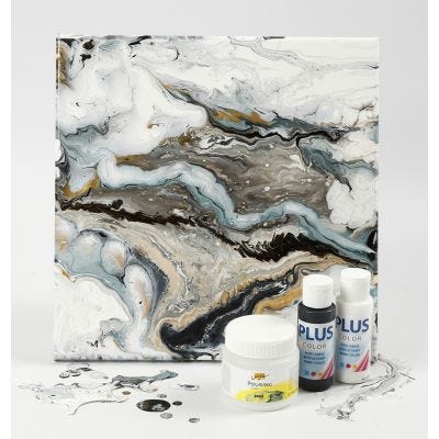Fluid Art on a Canvas with Craft Paint and Pouring-Fluid