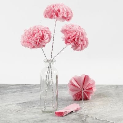 Tissue Paper Flowers on Bonsai Wire
